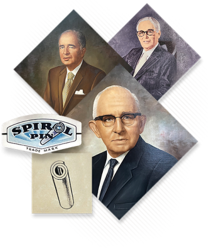 SPIROL Founders: Herman Koehl (bottom), Walther G. von Conta (left), & Hans A. Prym (right)