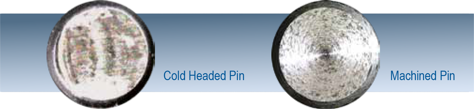 Top View: Cold Headed Pin vs Machined Pin